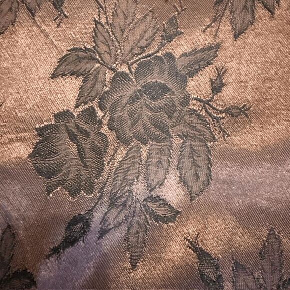 CP Shades Hand Dyed Brown Floral Jacquard Blouse Rayon Satin Size Small - Picture 9 of 10